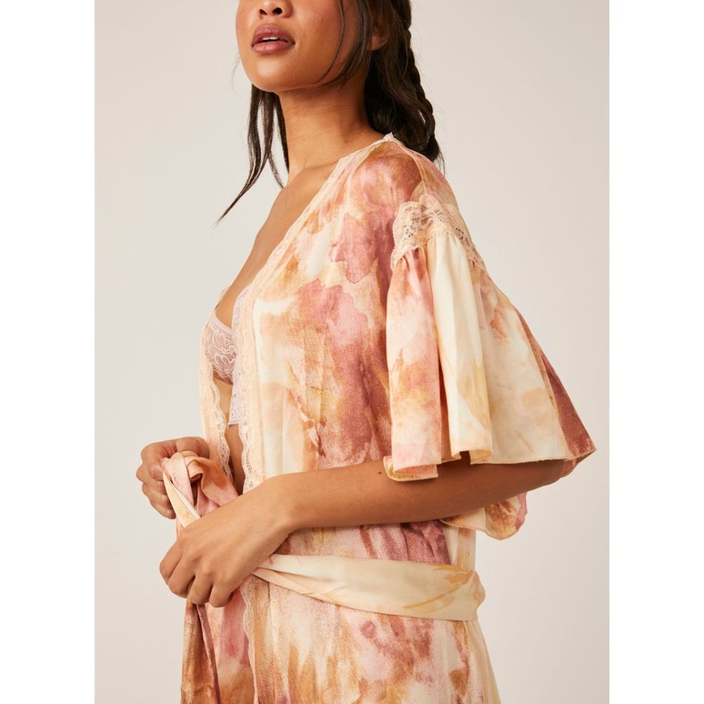 FREE PEOPLE Moonbeams Washed Robe / Sweet Combo Kimono Pajama Set size M - Picture 7 of 15